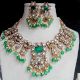Handmade Brass Metal Jewellery Green Bridal Necklace Set